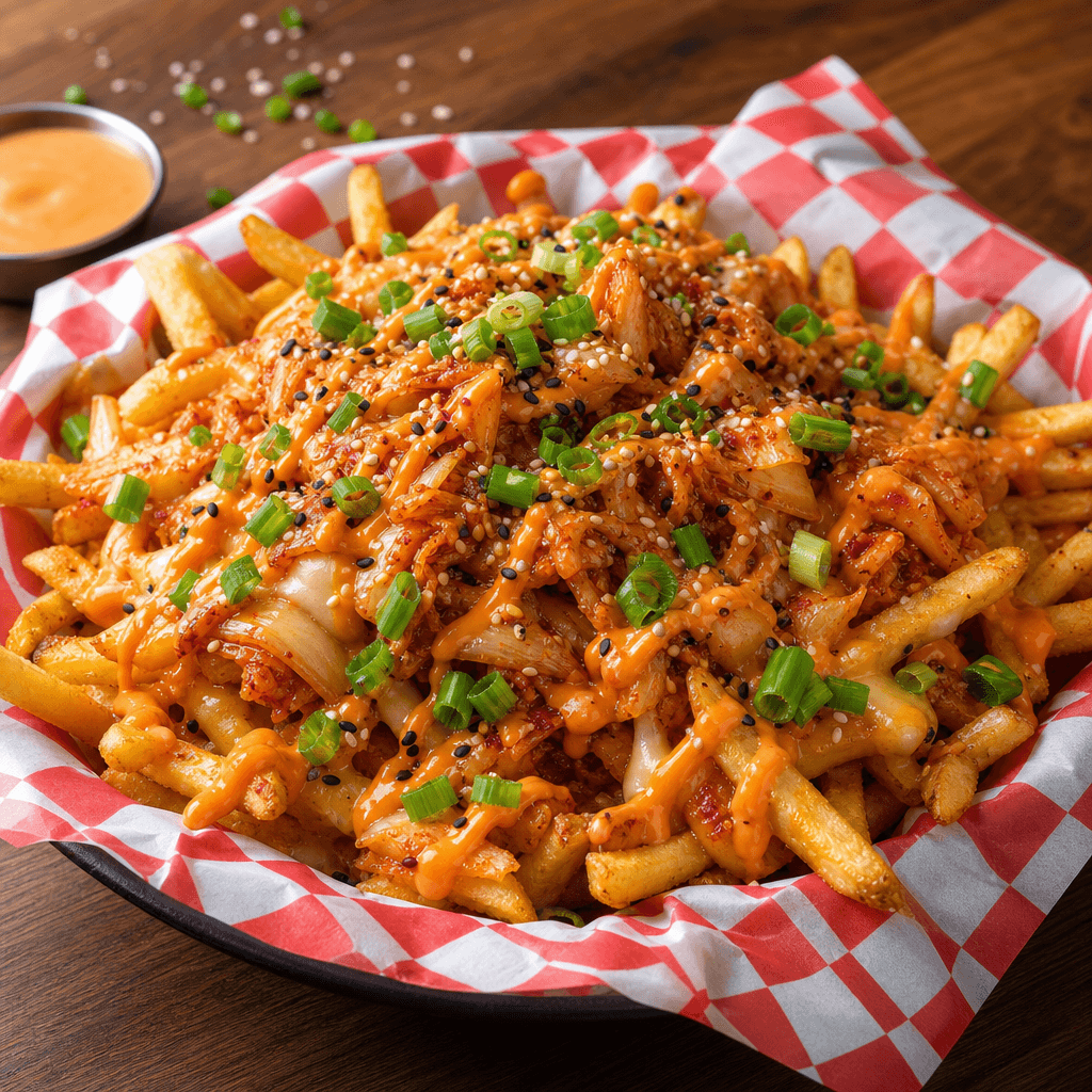Loaded kimchi fries